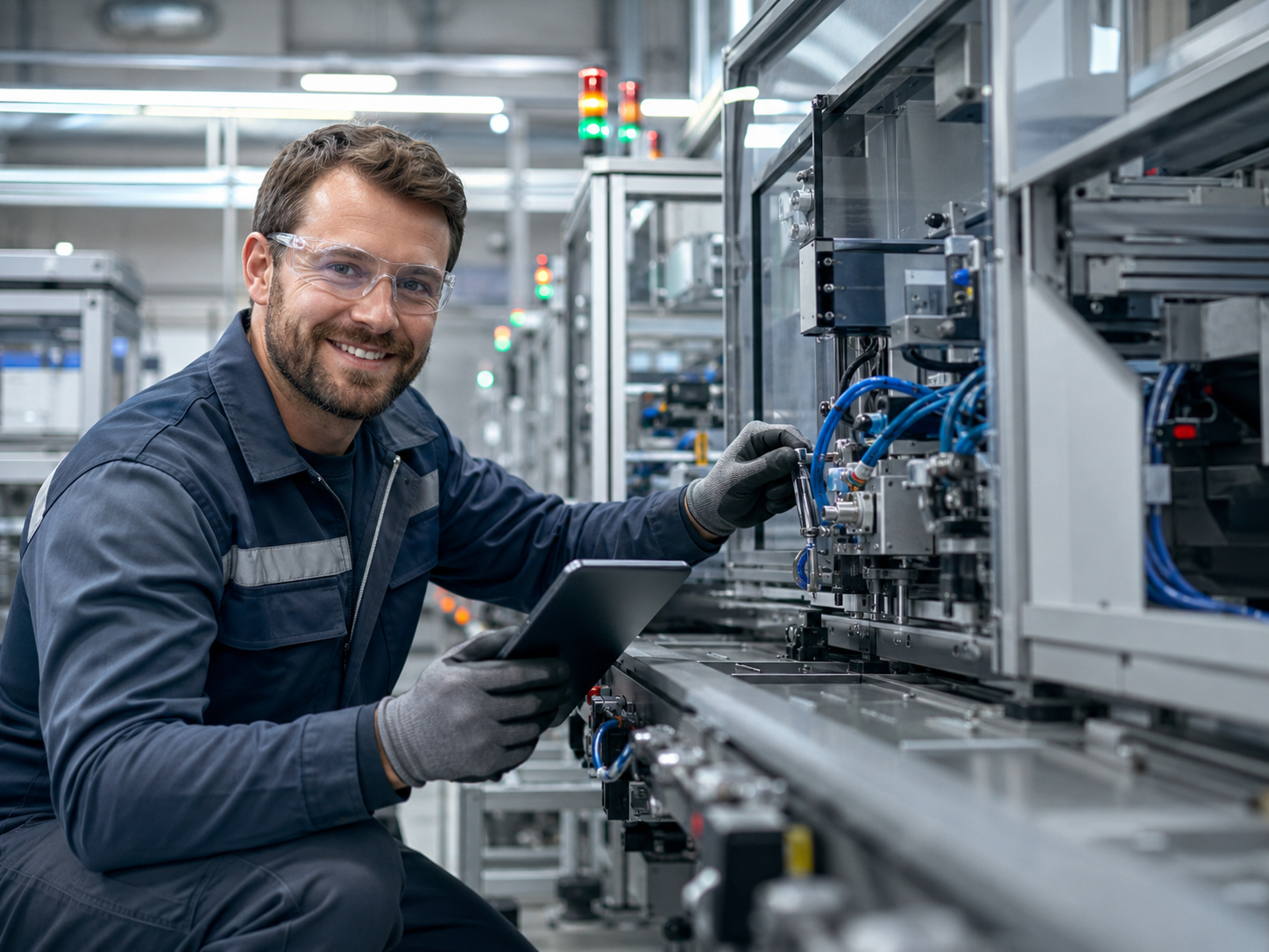 Maintenance technician using OEM-verified profile in the factory