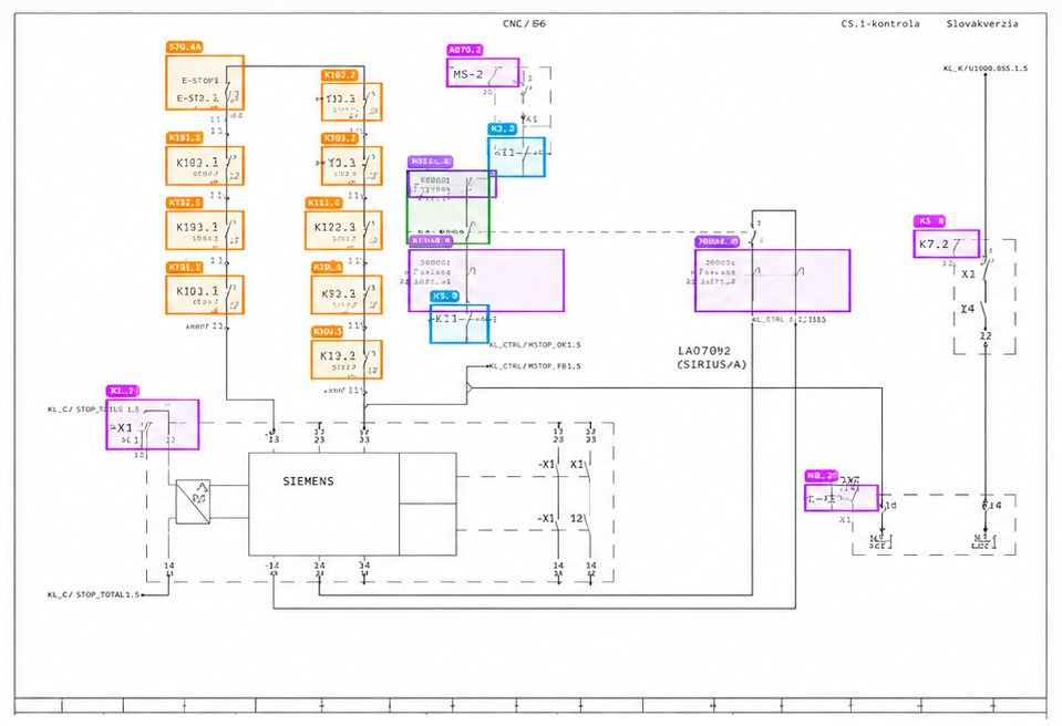Sheet 070 with highlighted contacts